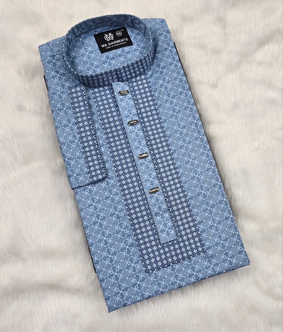 ডিজিটাল প্রিন্টেড সিকুয়েন্স এম্ব্রয়ডারি পাঞ্জাবি